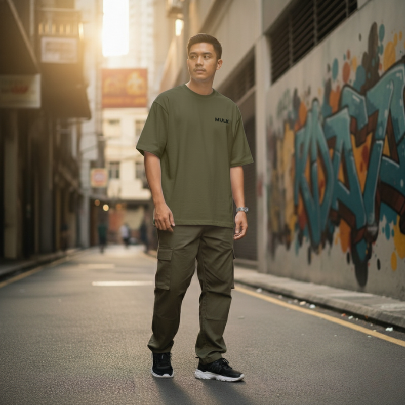 MULK Oversized T-Shirt Olive - Image 3