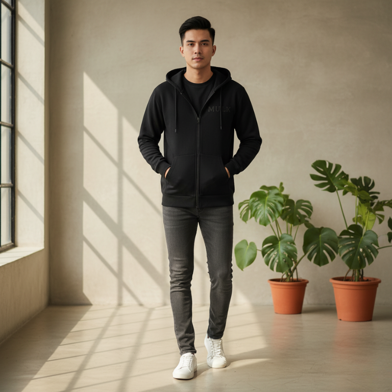 MULK Hoodie Jacket BLACK - Image 5